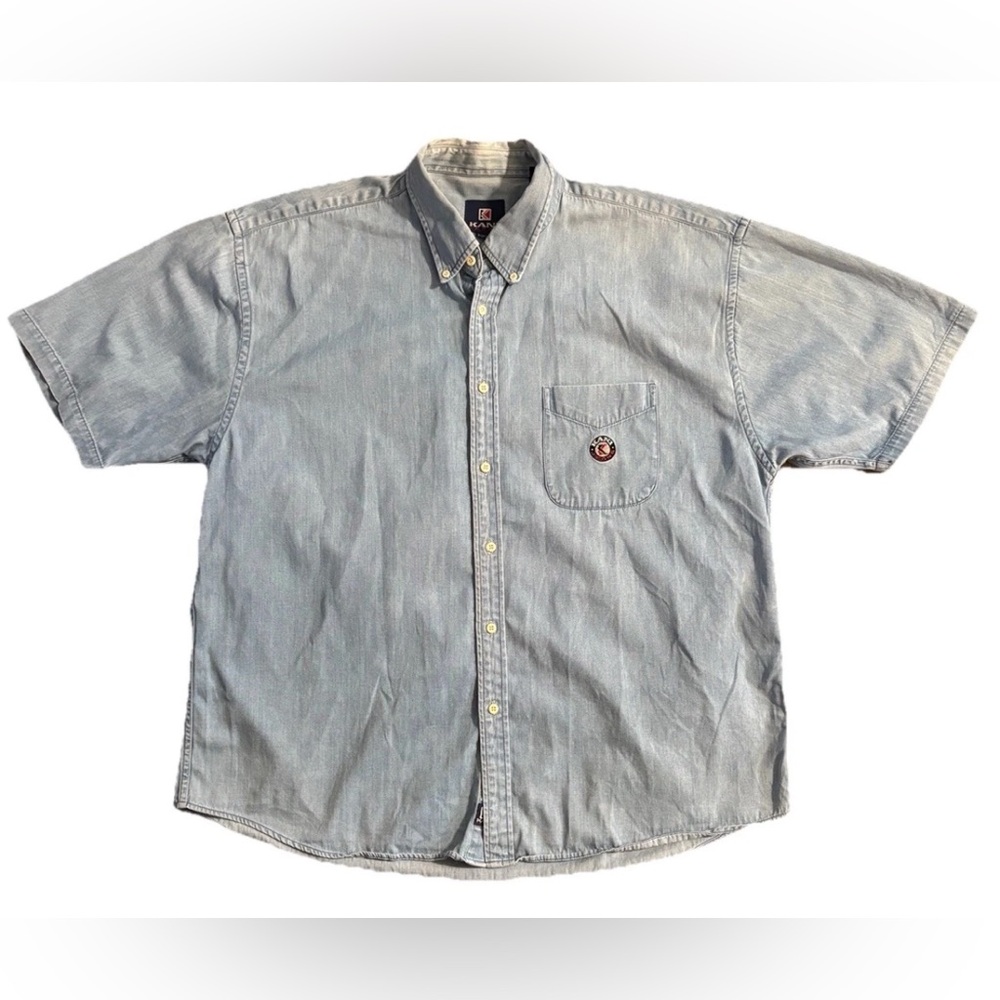 Karl Kani Button Up Shortsleeved Shirt Mens Size XXL Blue Y2K VTG